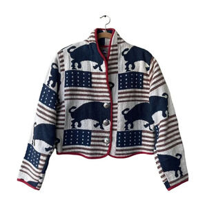DONT MESS WITH TEXAS Crop Western Jacket Bulls Flags Women's L Cotton